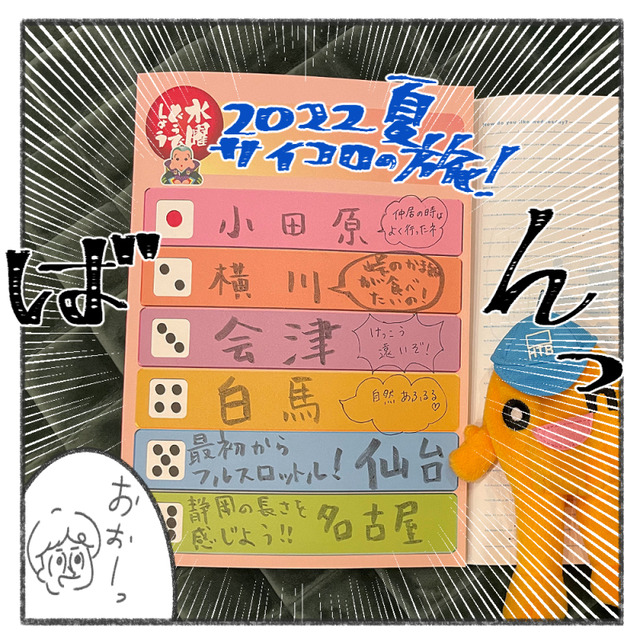 サイコロの旅ノートの行き先発表画像