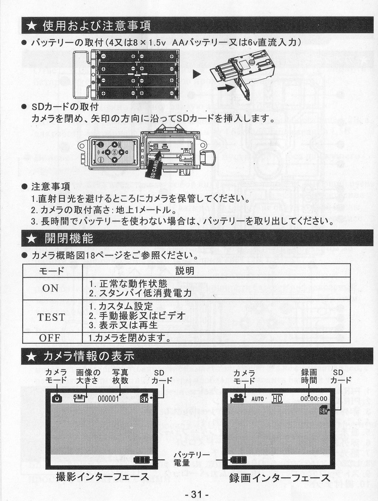 DOHIKER トレイルカメラ 取扱説明書 : とんぼ草