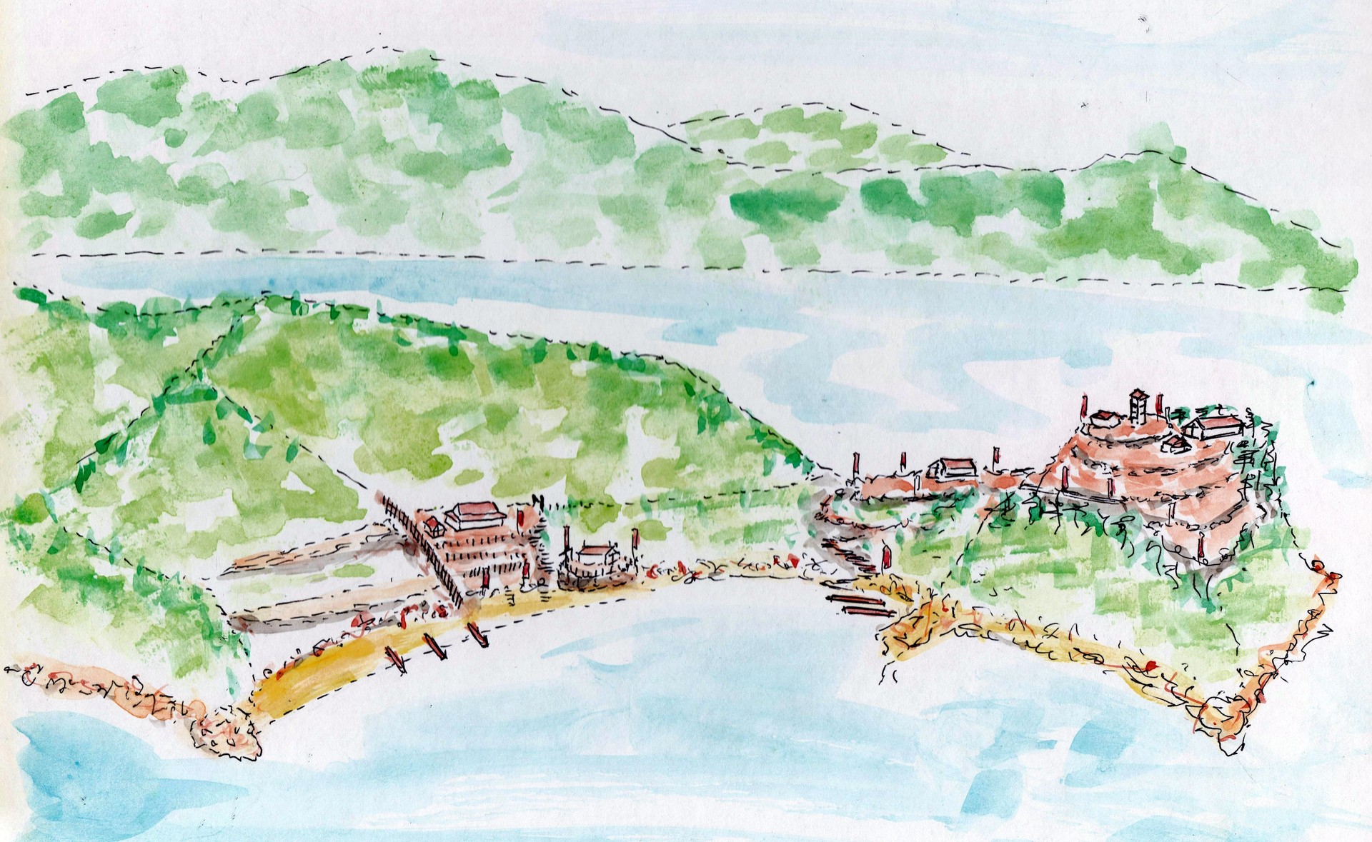 備後国 因嶋 美可﨑城 イラスト とんぼ草