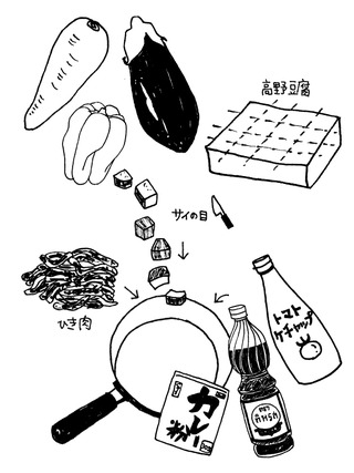 【呑みつま】高野豆腐入りドライカレー