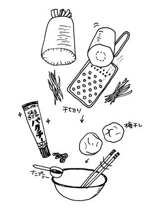 【呑みつま】大根の梅パクチーサラダ