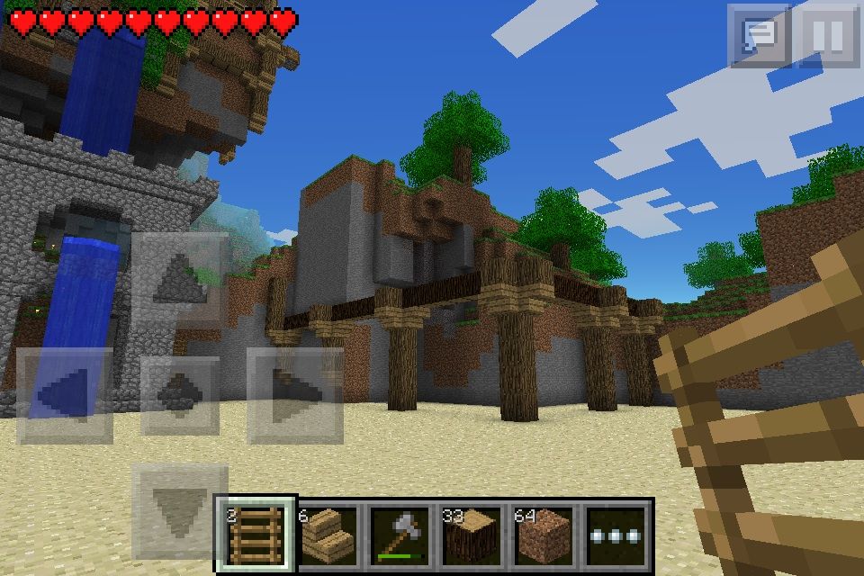 マインクラフトpe 崖の家２ お花屋さん お茶屋さん 螺旋階段完成 木の切り方 マインクラフトpeな毎日 Pc使わずiphoneで D