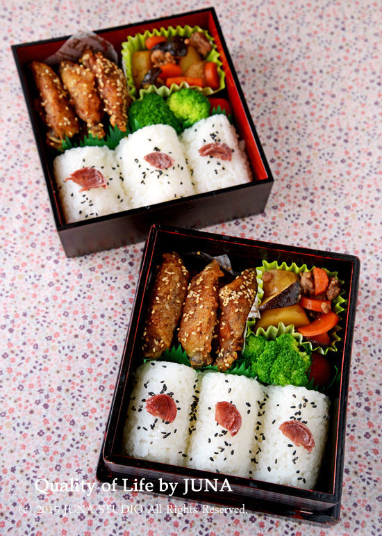 手羽中のカリカリ揚げ弁当　と　オムライス