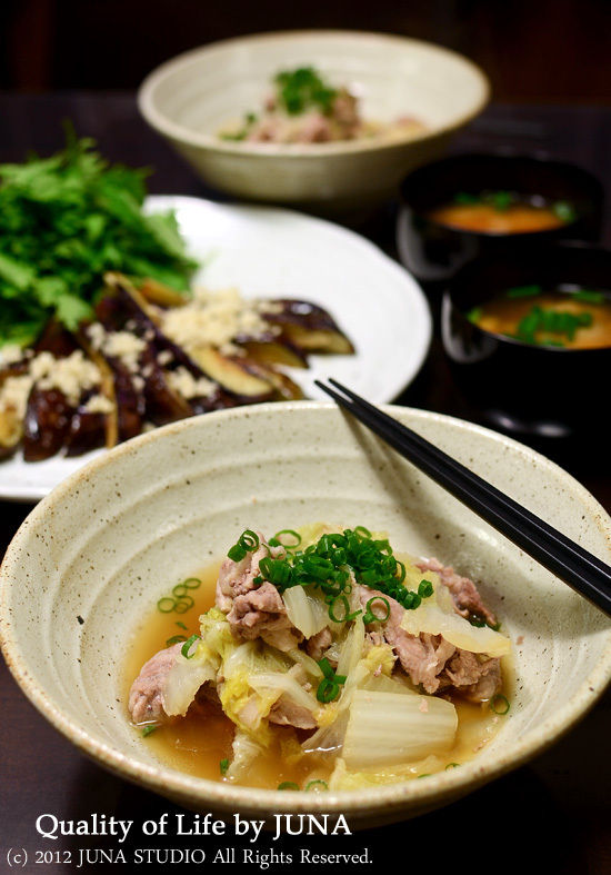 白菜と豚肉の重ね蒸しなど