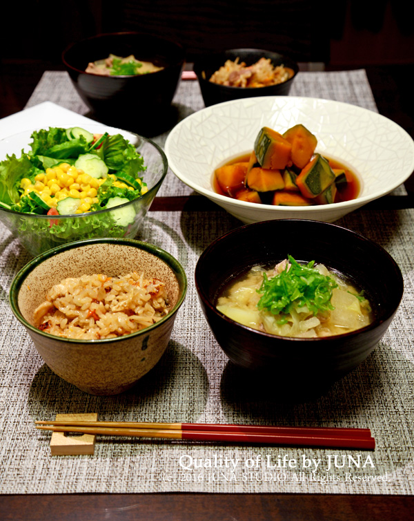 定番五目炊き込みご飯＆豚汁など