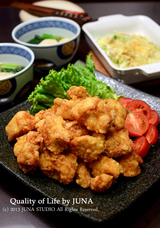 鶏ムネ肉の塩唐揚げとかきゅうりのチーズ焼きとか