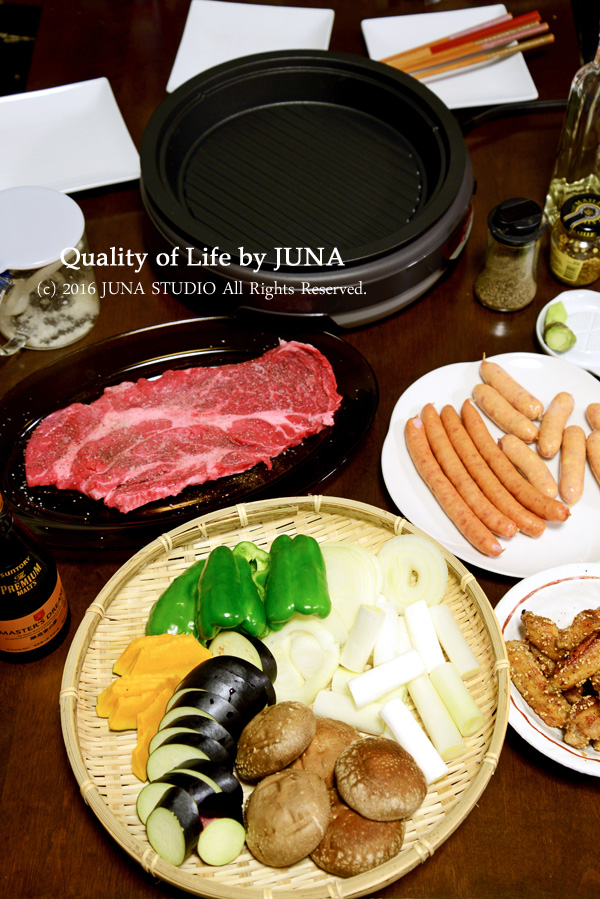 ホットプレートで焼肉ジュージュー