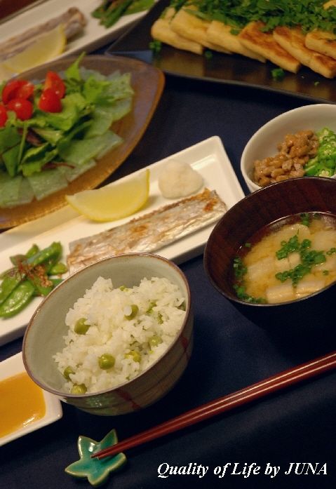 豆ごはんと、和の献立