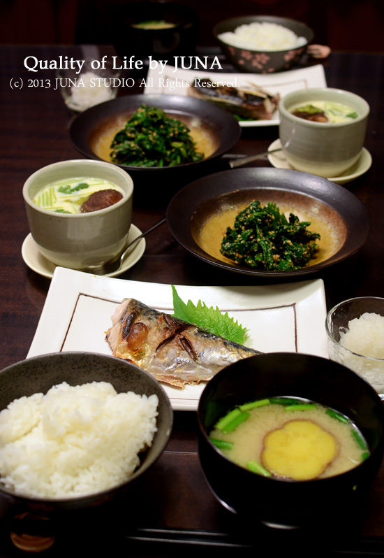 茶碗蒸しやほうれん草の胡麻和えなど