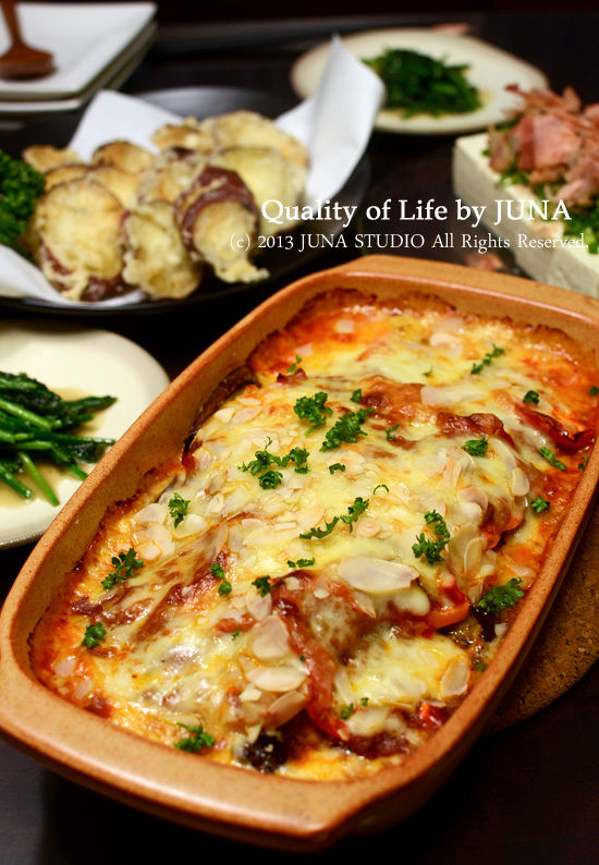 なすとパプリカのミートグラタンなど