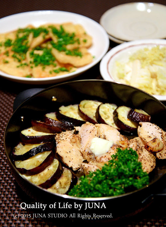 鶏肉となすのソテー(ダッチオーブン)など