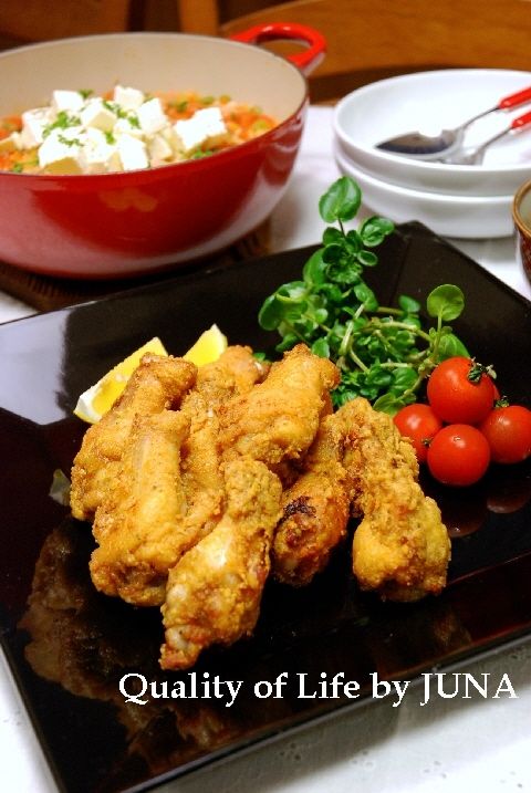 トマトとクリチのピラフ　＆　チキンのカレー風味揚げ