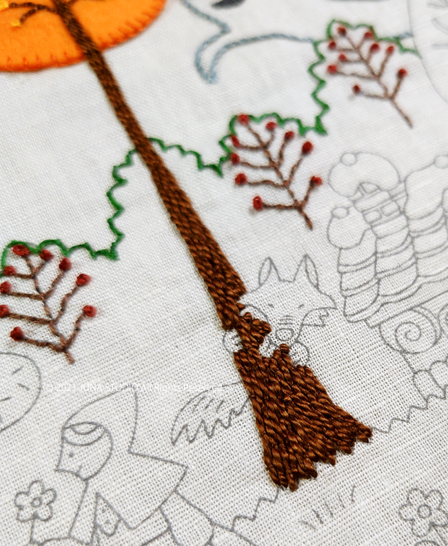 高級　　刺繍絵　　タペストリー 受注製作》Autumn Garden 黄金色の稲穂と金木犀 2022