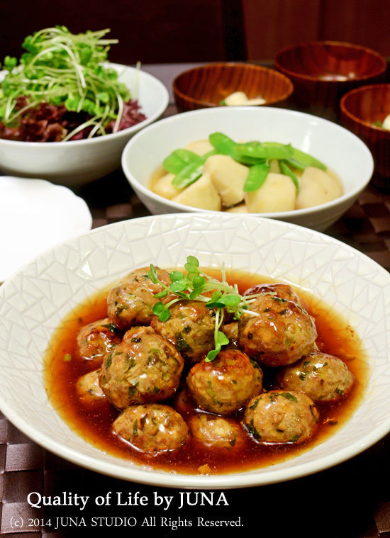 きのこたっぷり肉団子のだしあんかけ