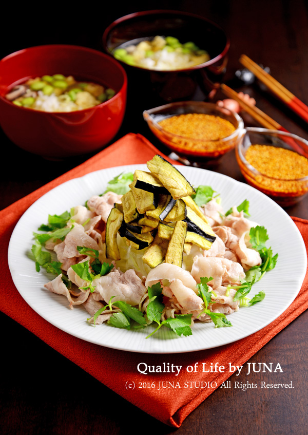 【フリーズドライレシピ】サクサクなすと楽しむ豚しゃぶ＆枝豆入り卵スープ