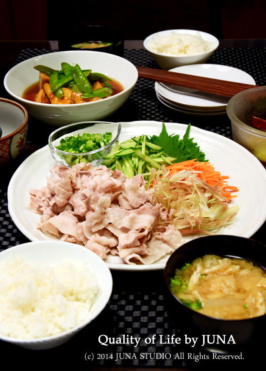 豚しゃぶや厚揚げの煮もの
