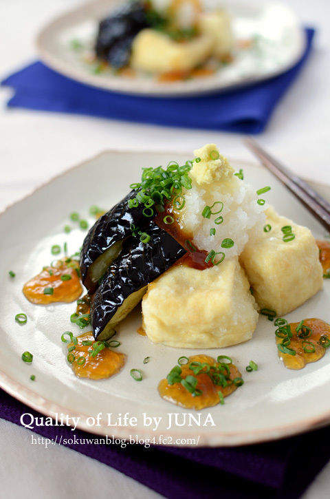 揚げ豆腐＆なすの昆布ぽん酢ジュレがけ　