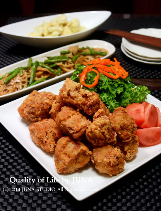 JUNA夫さんに早速鶏のから揚げを(笑)