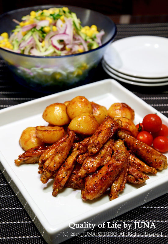 手羽中&じゃがいもの甘辛焼き