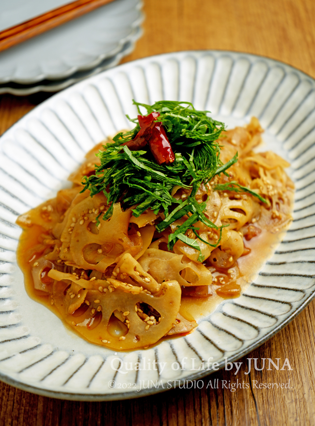 【野菜おかず】れんこんのきんぴらぽん酢仕立て、白菜のゆず漬け