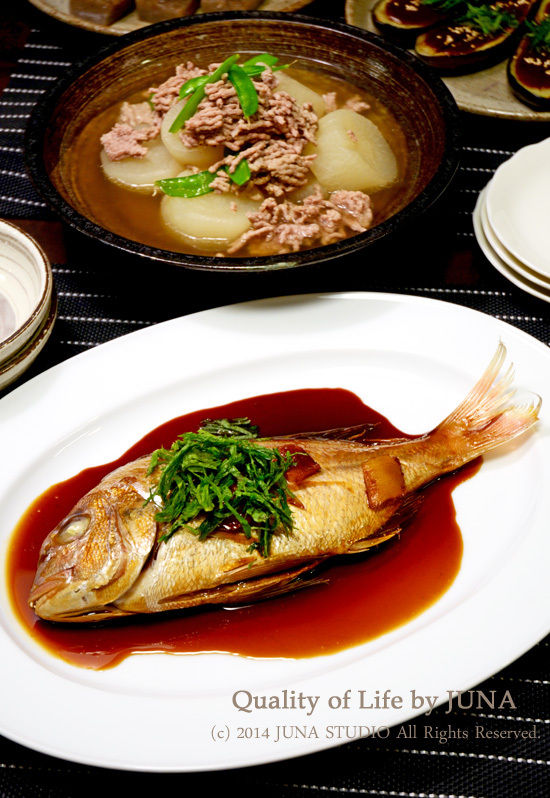 鯛の煮つけとか大根のそぼろ煮とか。