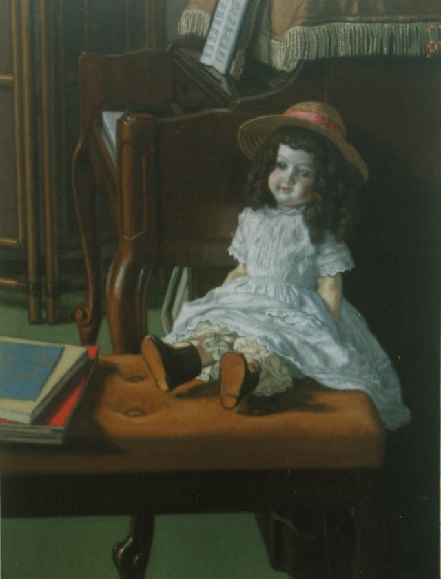 油絵 アンティーク絵画 ドール 少女画（『L'ENFANT A LA