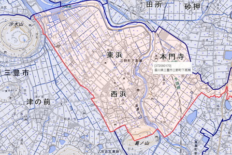 中世三野湾 下高瀬復元地図