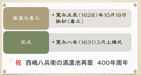 西嶋八兵衛 満濃池再築400周年