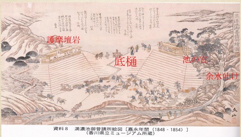 満濃池普請絵図 嘉永年間石材化4