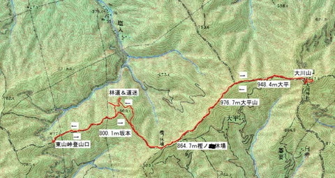 大川山から東山峠まで