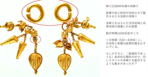伽耶の新羅風イヤリング.　陝川玉田Ｍ４号墳jpg