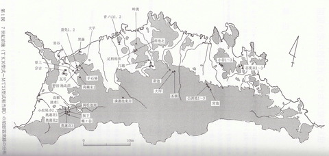 須恵器　讃岐７世紀の窯分布図