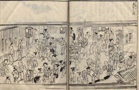 金山寺夜景の図　客引き