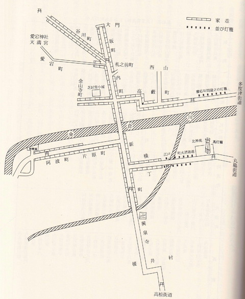 幕末の金毘羅門前町略図