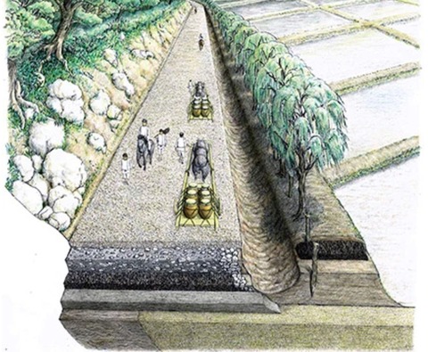 古代の山陰道の復元イラスト