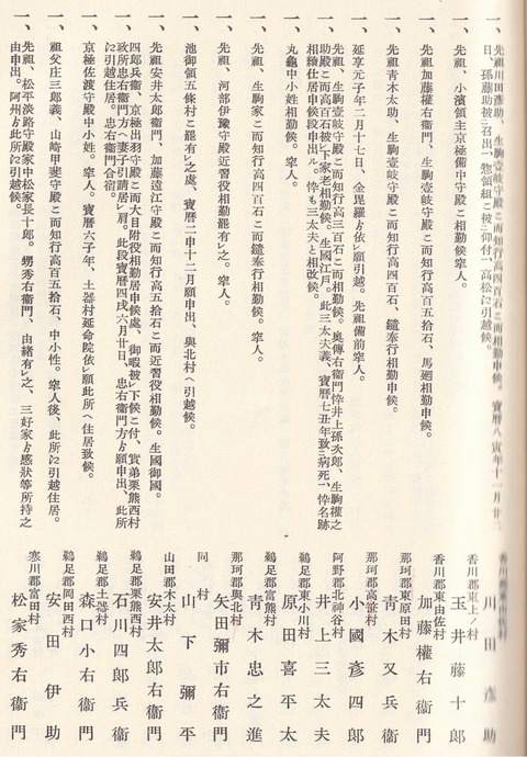 高松藩帯刀人　他所牢人