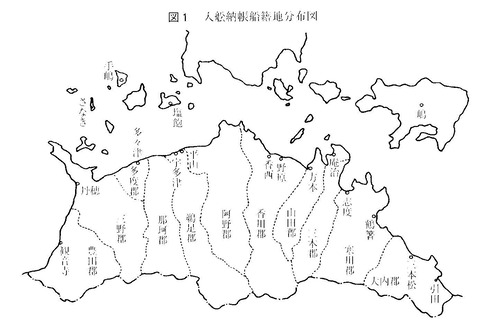 兵庫北関入船納帳 讃岐船の港分布図