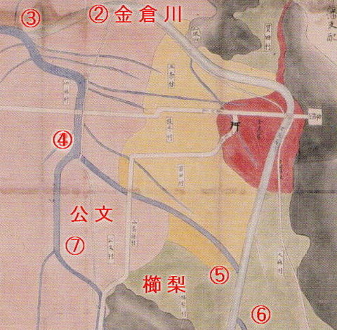 満濃池水掛村ノ図（１８７０年）拡大１