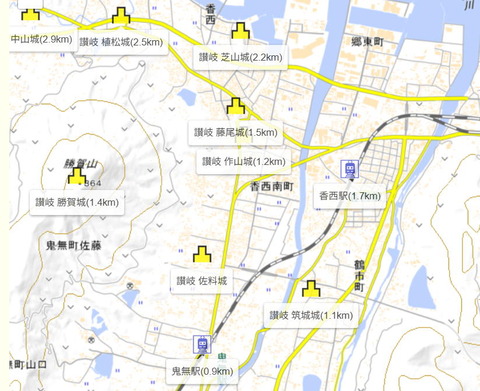 勝賀城周辺の城