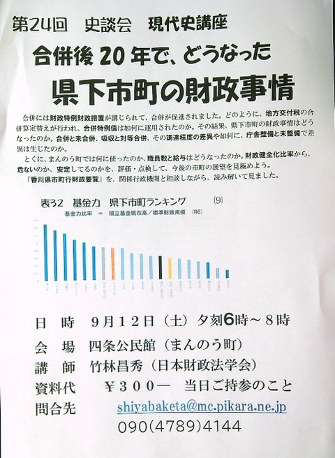 史談会ポスター　県下市町の財政