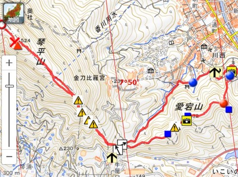 琴平愛宕山ルート図