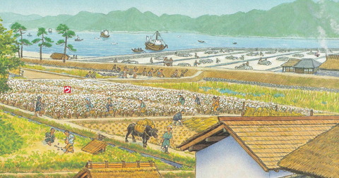 タイムトラベル 江戸時代の街道 木綿畑