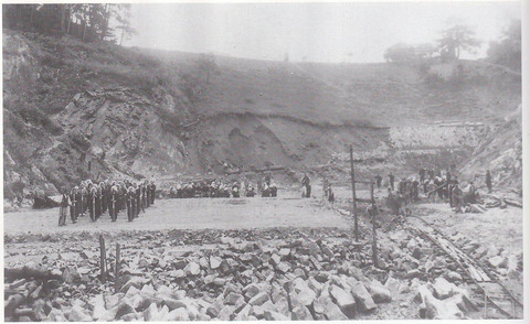 満濃池戦時中の嵩上げ工事 1943年