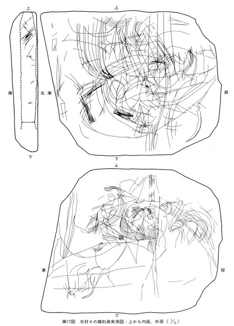 仙遊寺遺跡　箱式石棺石材４の線刻図　２
