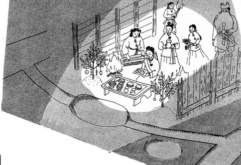 鈎遺跡の導水施設状遺構イラスト