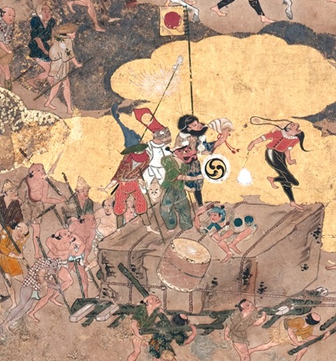 『築城図屏風』 修羅の集団