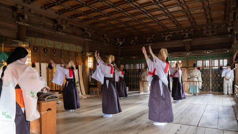 讃岐風俗舞を奏進、田耕行事を行い、続いて田舞3