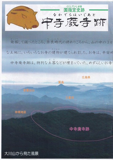 中寺廃寺　大川からの遠望