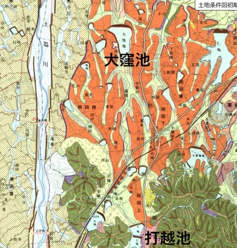 土器川　旧河道（打越峠から大窪池）