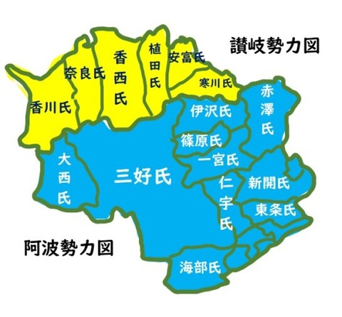 戦国時代の讃岐・阿波の群雄割拠図
